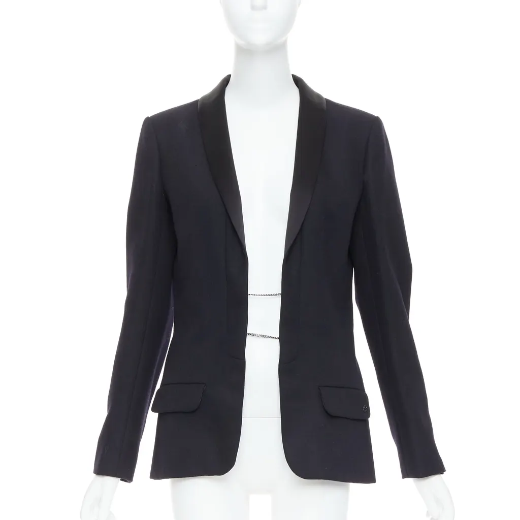 Chanel Wool Tuxedo Blazer Black Wool Never worn, with tag - Front View