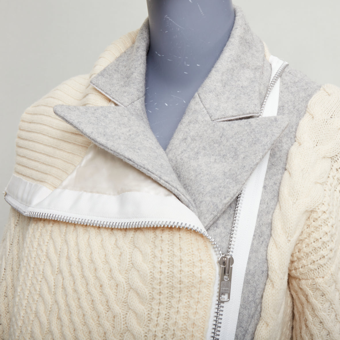 Sacai Grey Deconstructed Knit Jacket - Back view