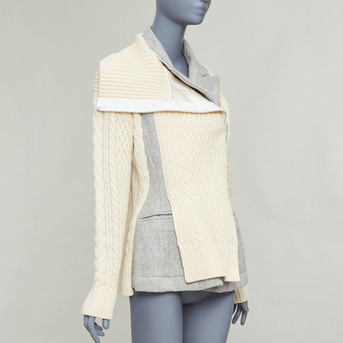 Sacai Grey Deconstructed Knit Jacket - 4