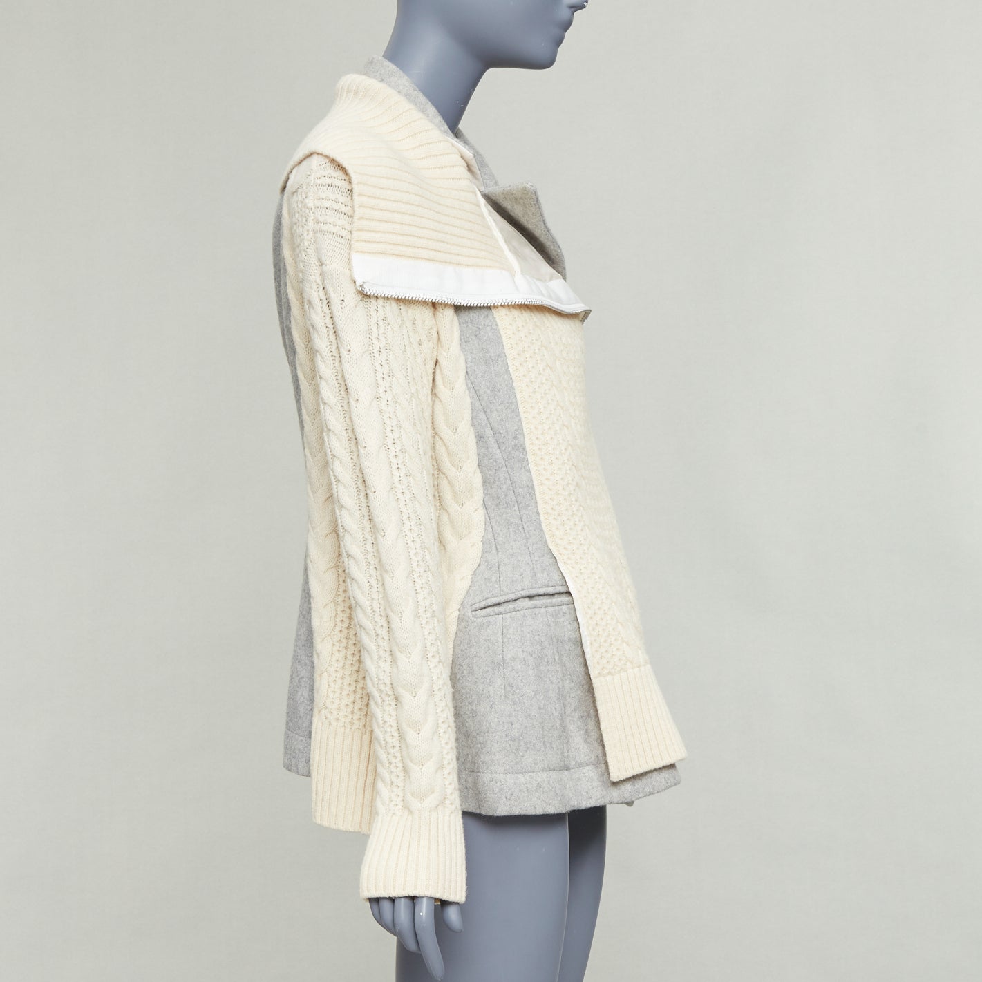 Sacai Grey Deconstructed Knit Jacket - Side view