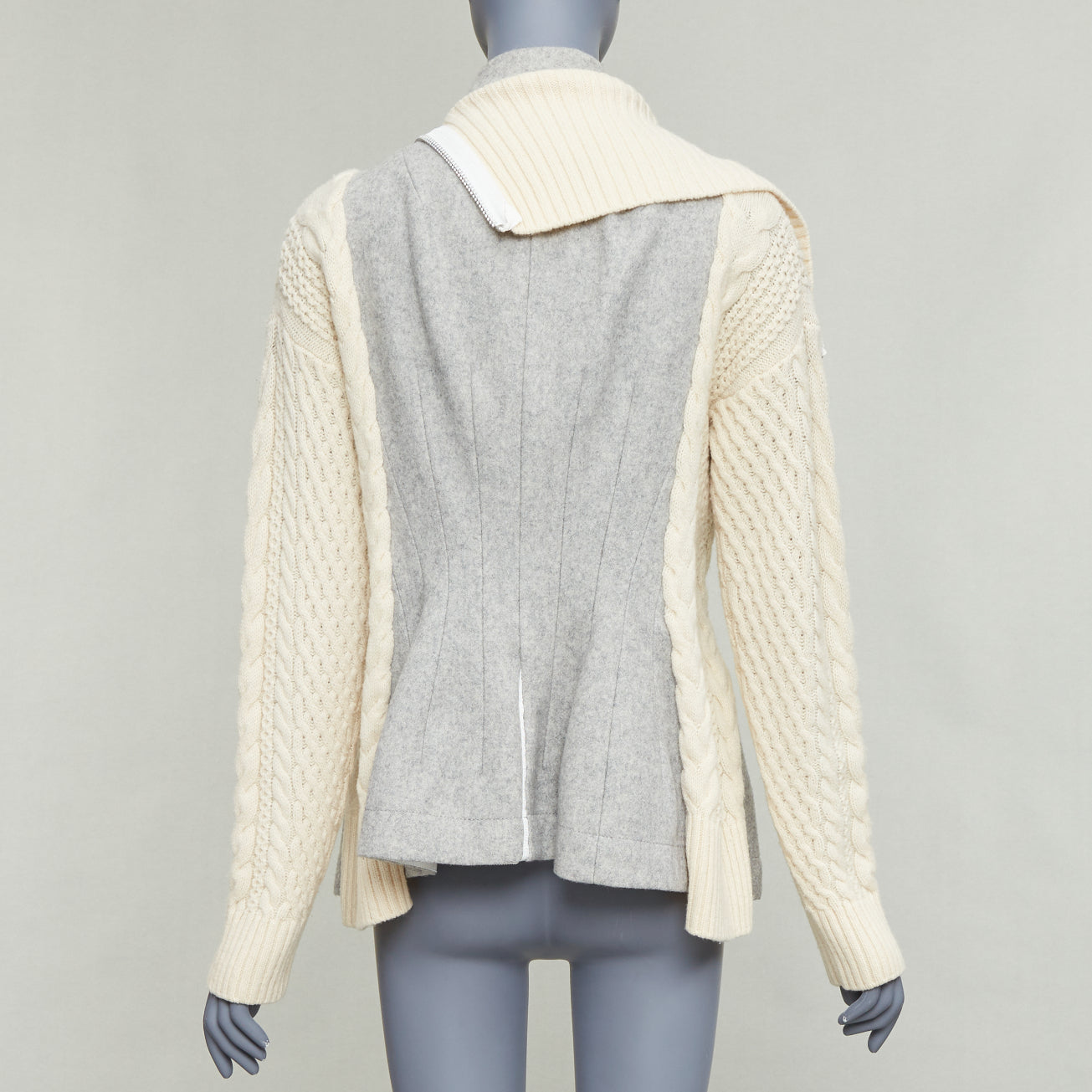 Sacai Grey Deconstructed Knit Jacket - Detail 1