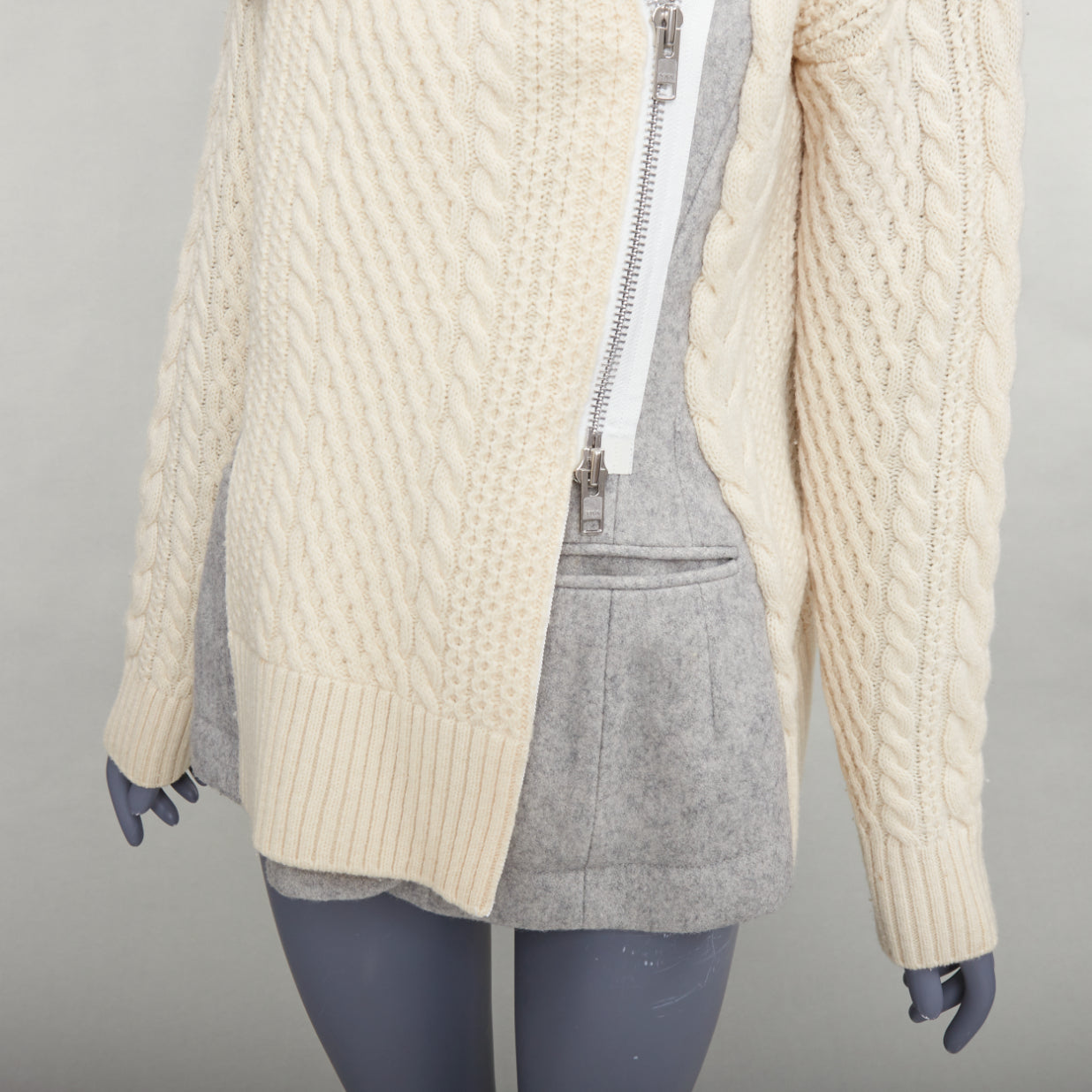 Sacai Grey Deconstructed Knit Jacket - Image 10