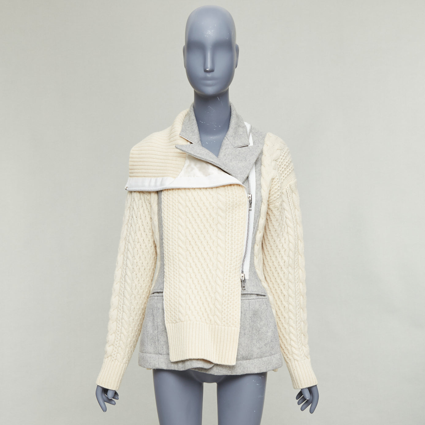 Sacai Grey Deconstructed Knit Jacket - Image 12