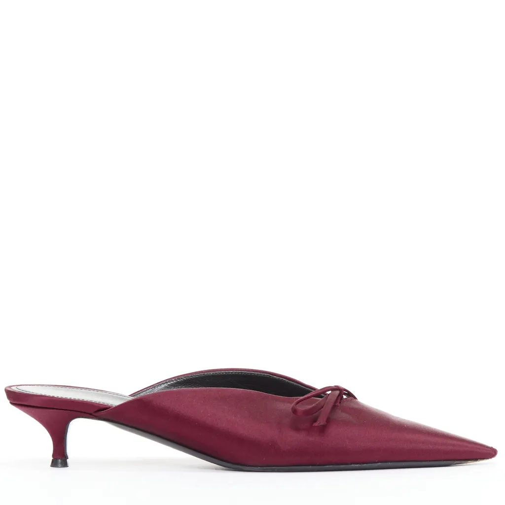 Balenciaga Knife Mules Burgundy Silk Very good - Front View