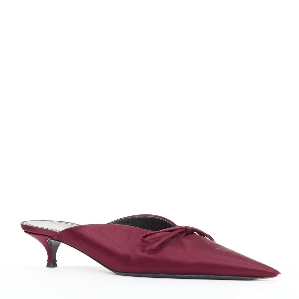 Balenciaga Knife Mules Burgundy Silk Very good - Back View