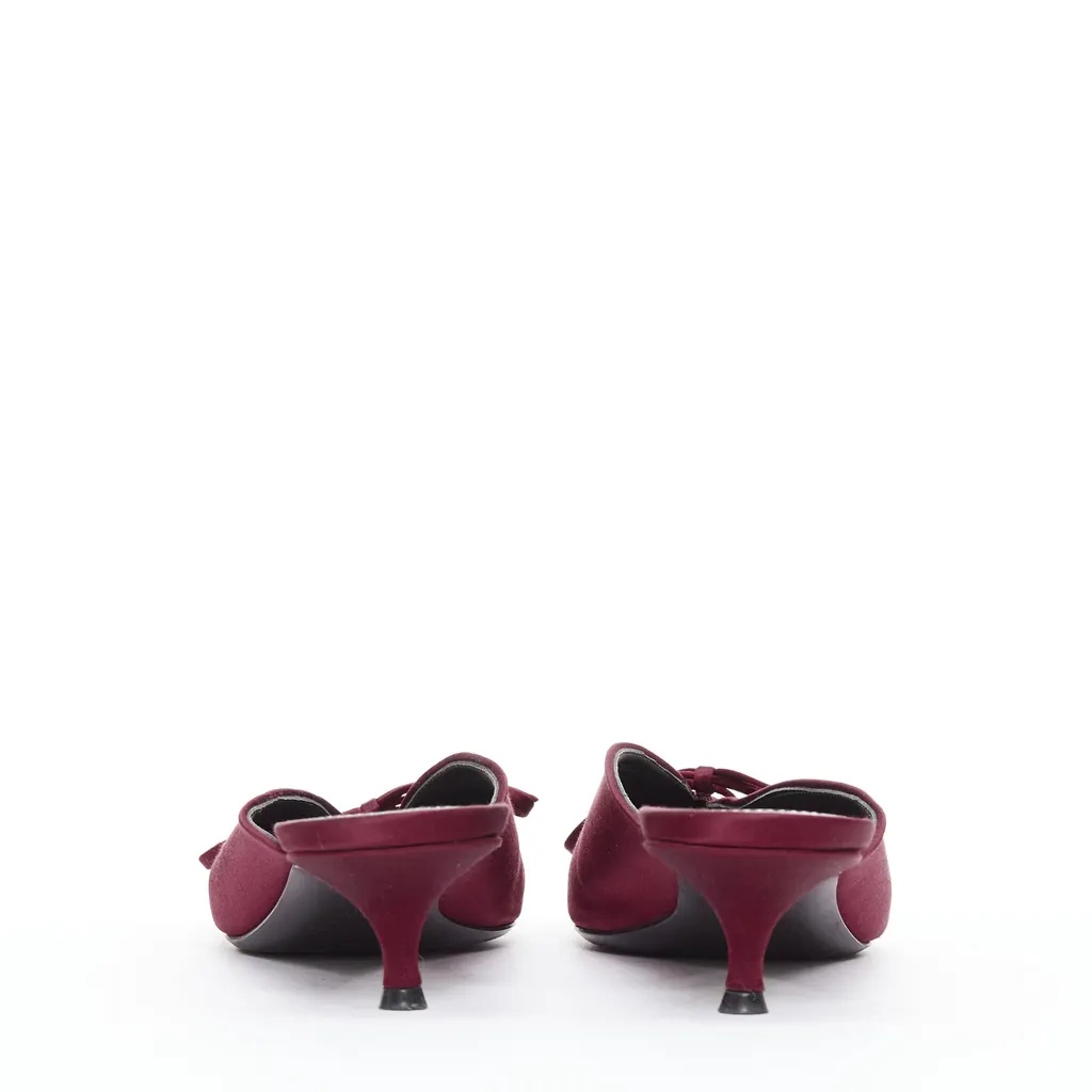 Balenciaga Knife Mules Burgundy Silk Very good - Box View