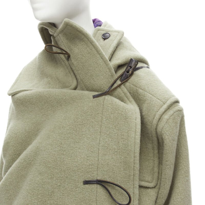 Balenciaga Khaki Toggle Wrap Coat - Back view