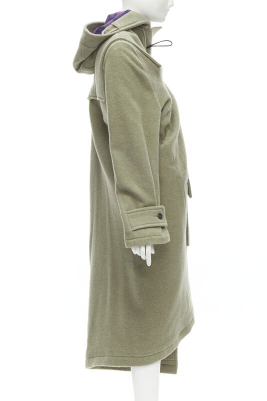 Balenciaga Khaki Toggle Wrap Coat - Side view