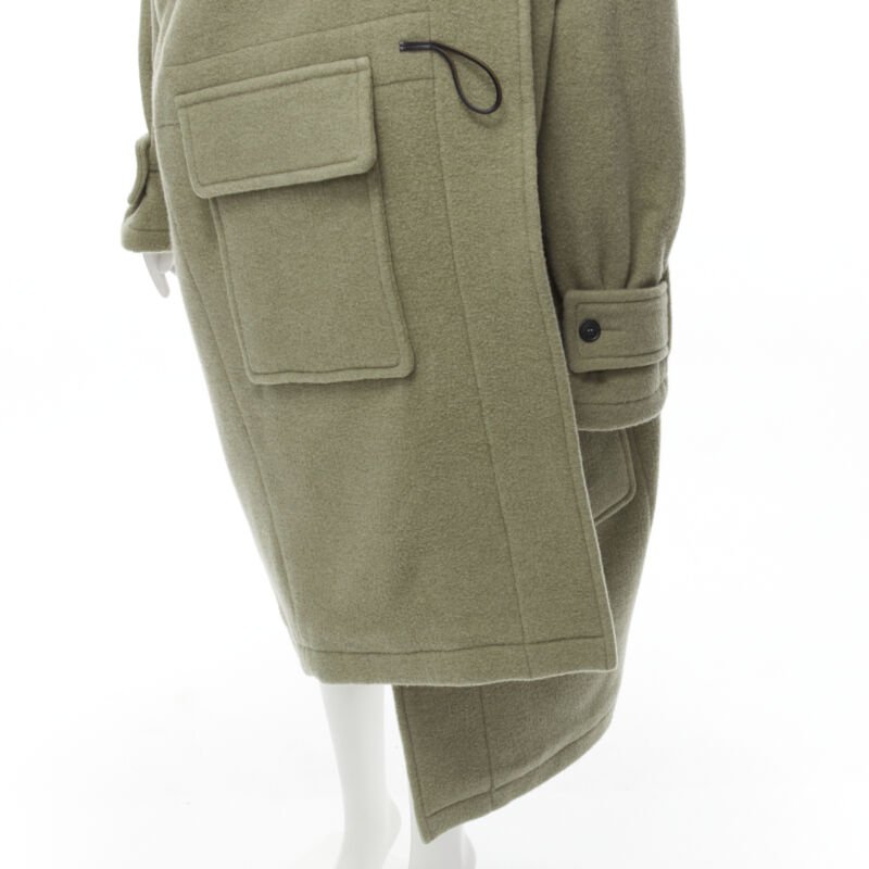 Balenciaga Khaki Toggle Wrap Coat - Image 10
