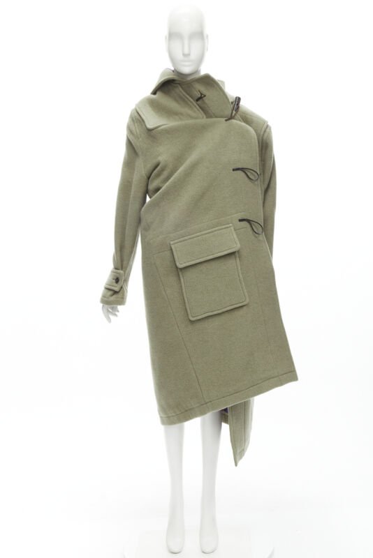 Balenciaga Khaki Toggle Wrap Coat - Image 13