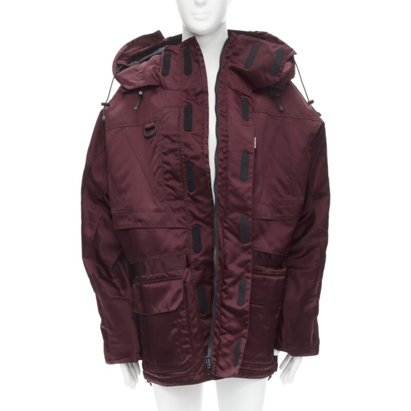 Balenciaga Burgundy Oversized Ski Jacket - Image 6