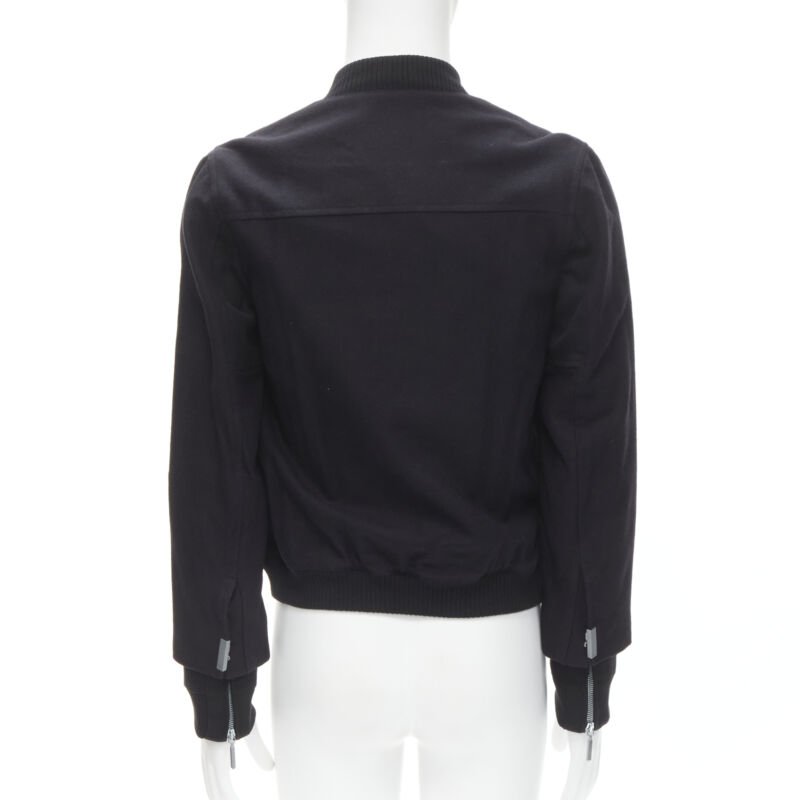 Balenciaga Black Wool Bomber Jacket - Side view