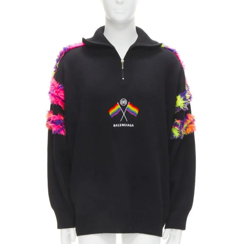 Balenciaga Pride Flag Turtleneck Black Wool Never worn - Front View