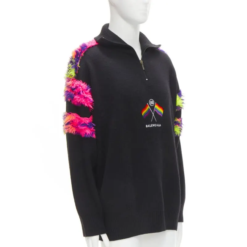 Balenciaga Pride Flag Turtleneck Black Wool Never worn - Inside View