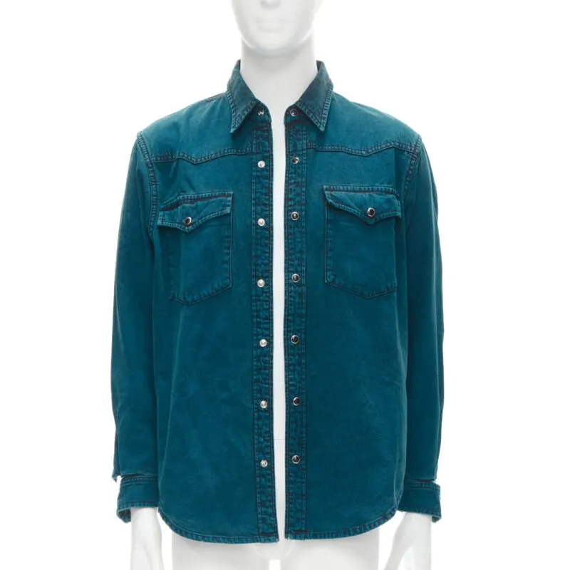 Balenciaga Ripped Cuff Shirt Blue Polyester Never worn - Front View