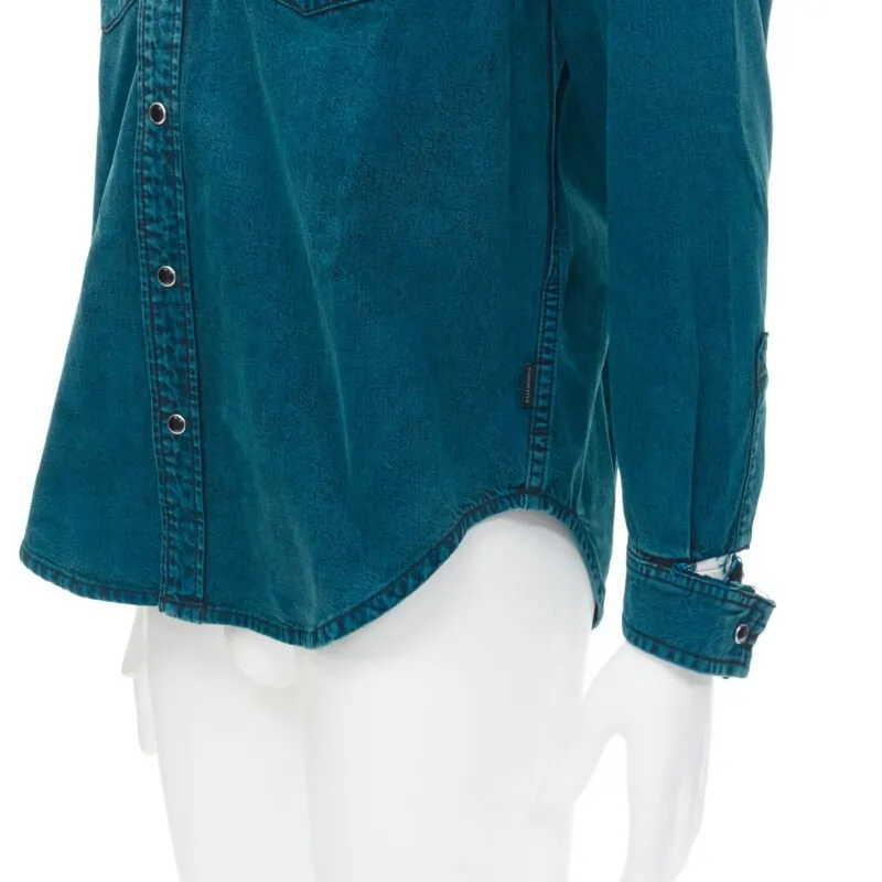 Balenciaga Ripped Cuff Shirt Blue Polyester Never worn - Back View