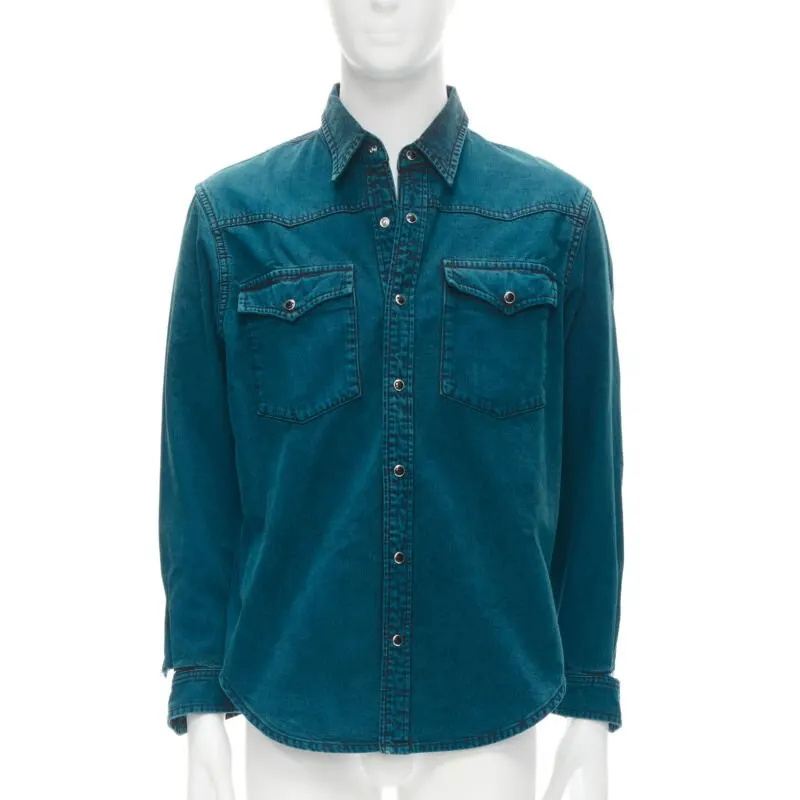 Balenciaga Ripped Cuff Shirt Blue Polyester Never worn - Inside View