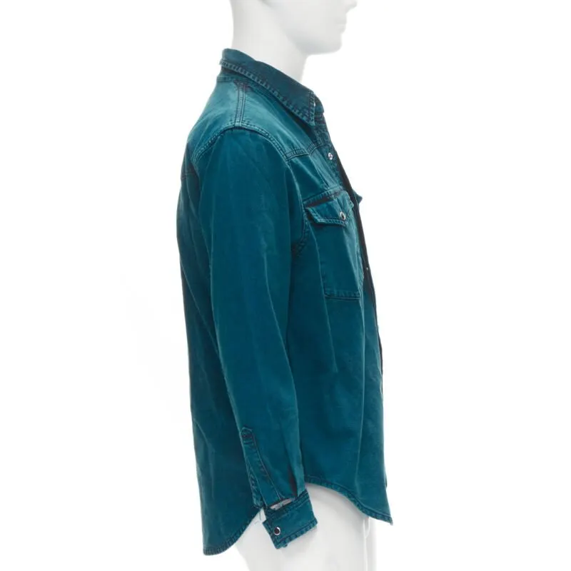 Balenciaga Ripped Cuff Shirt Blue Polyester Never worn - Box View