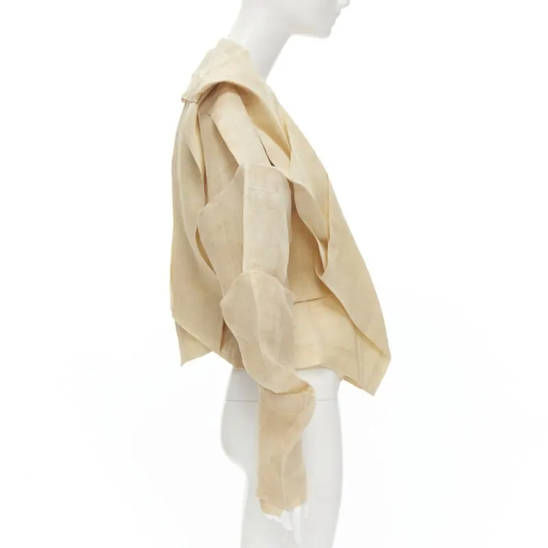Issey Miyake Pleated Linen Jacket Beige Linen Good - Model View