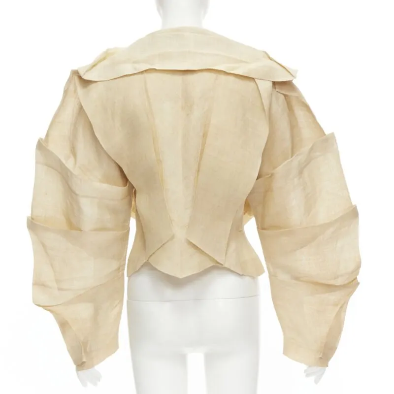 Issey Miyake Pleated Linen Jacket Beige Linen Good - Box View
