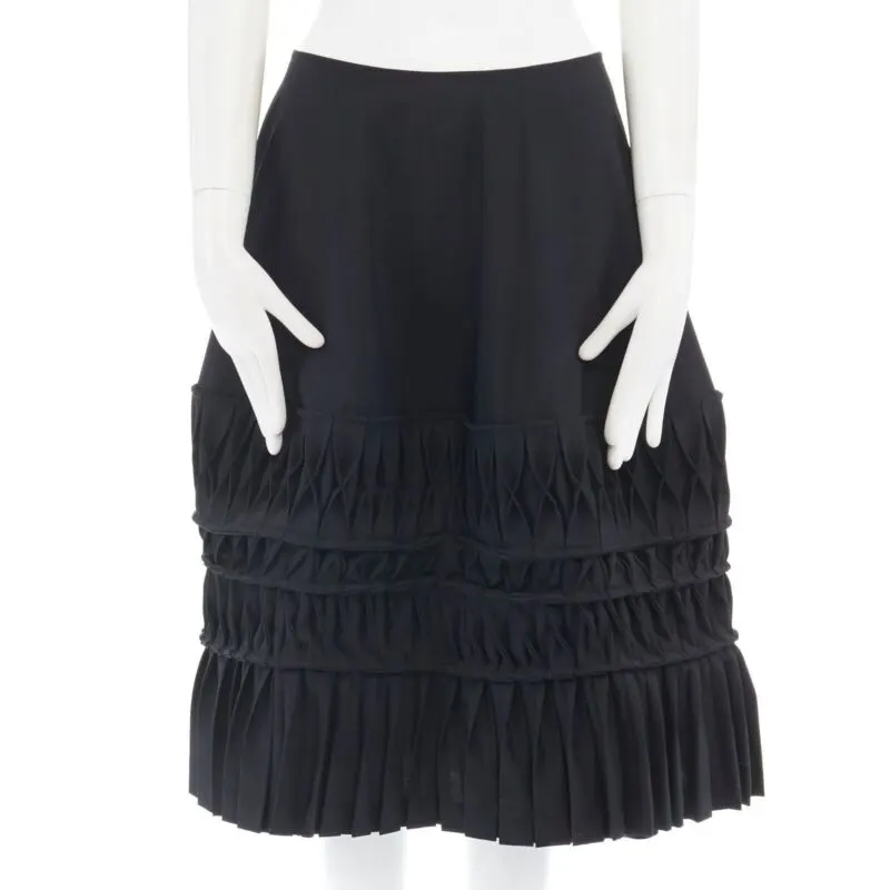 Junya Watanabe Origami Wrap Skirt Black Wool Never worn - Front View