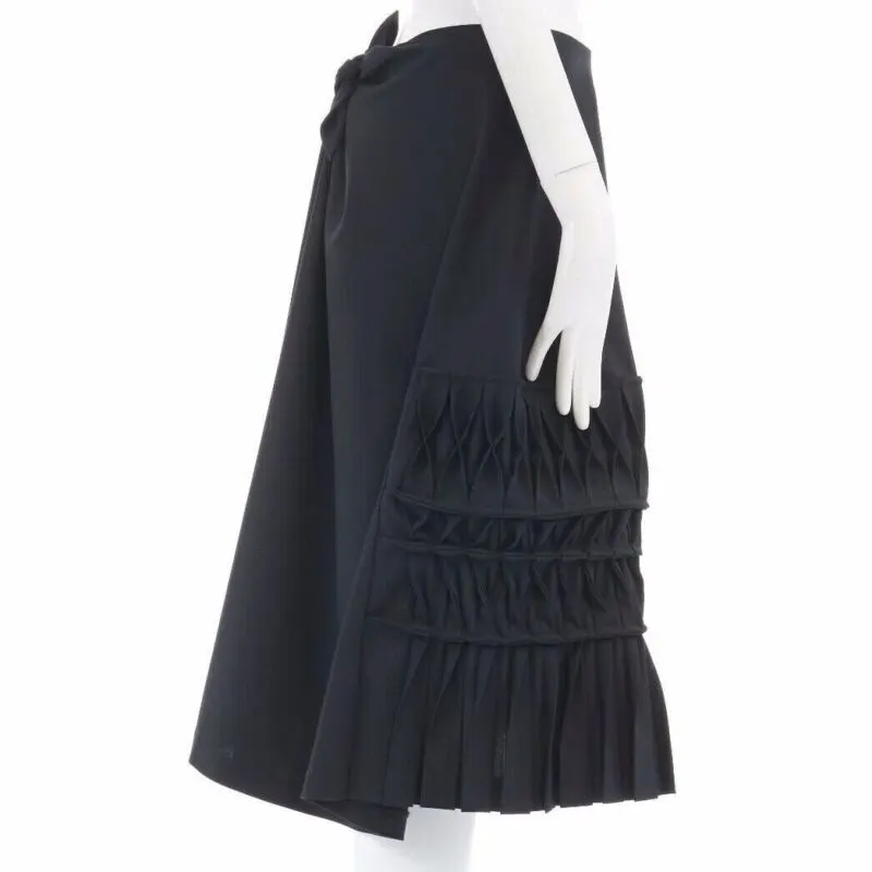 Junya Watanabe Origami Wrap Skirt Black Wool Never worn - Model View