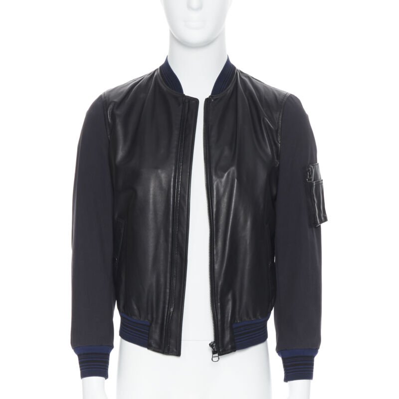 Lanvin Black Leather MA1 Bomber