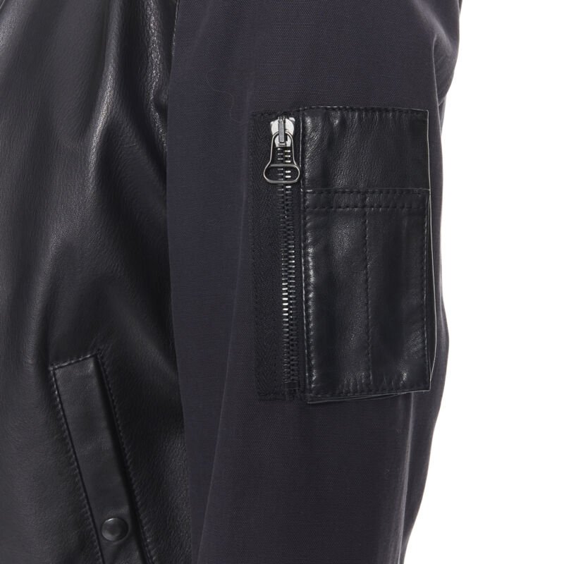 Lanvin Black Leather MA1 Bomber - Back view