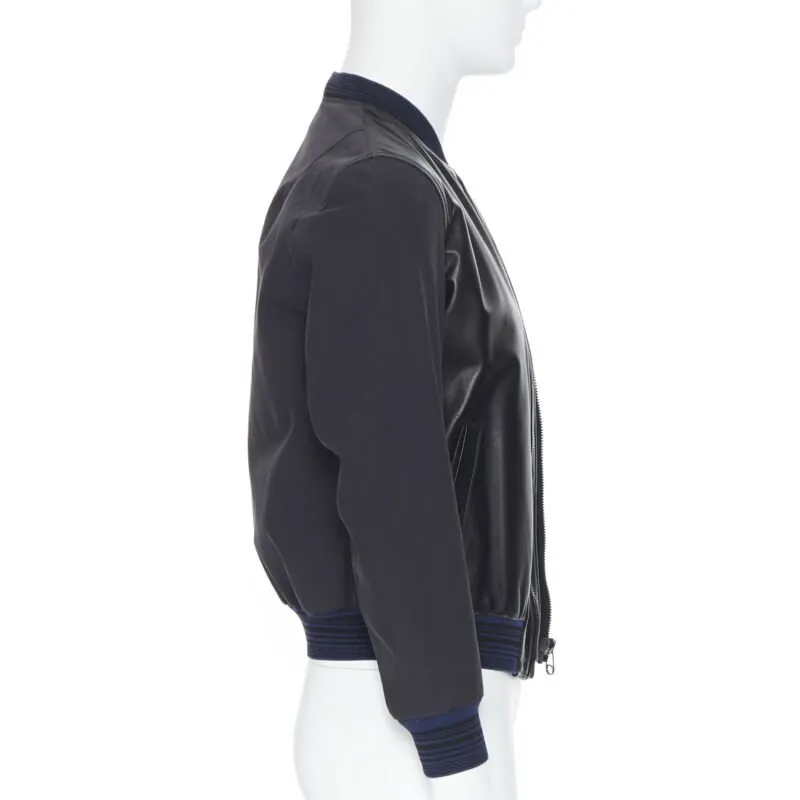 Lanvin Black Leather MA1 Bomber Black Leather Very good - Model View
