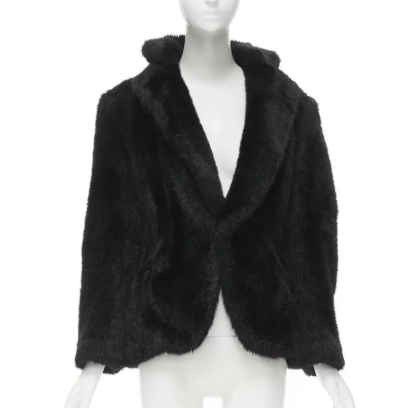 Junya Watanabe Faux Fur PVC Blazer Coat Black Polyester Never worn - Front View