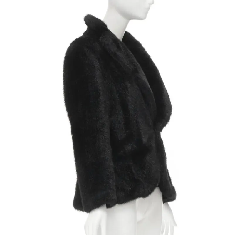 Junya Watanabe Faux Fur PVC Blazer Coat Black Polyester Never worn - Inside View