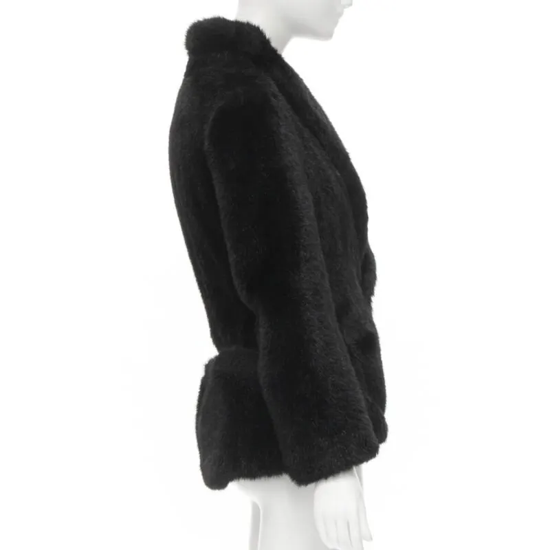 Junya Watanabe Faux Fur PVC Blazer Coat Black Polyester Never worn - Model View