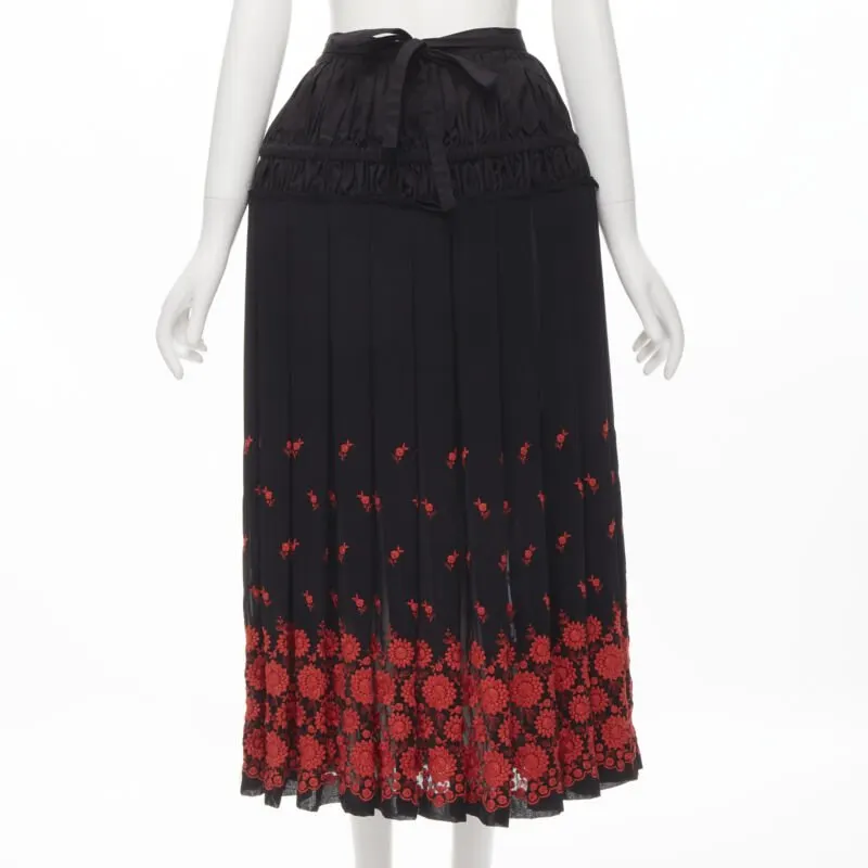 Comme Des Garcons Floral Peplum Skirt Black Polyester Never worn - Front View