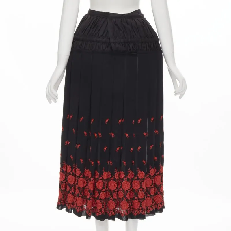 Comme Des Garcons Floral Peplum Skirt Black Polyester Never worn - Box View