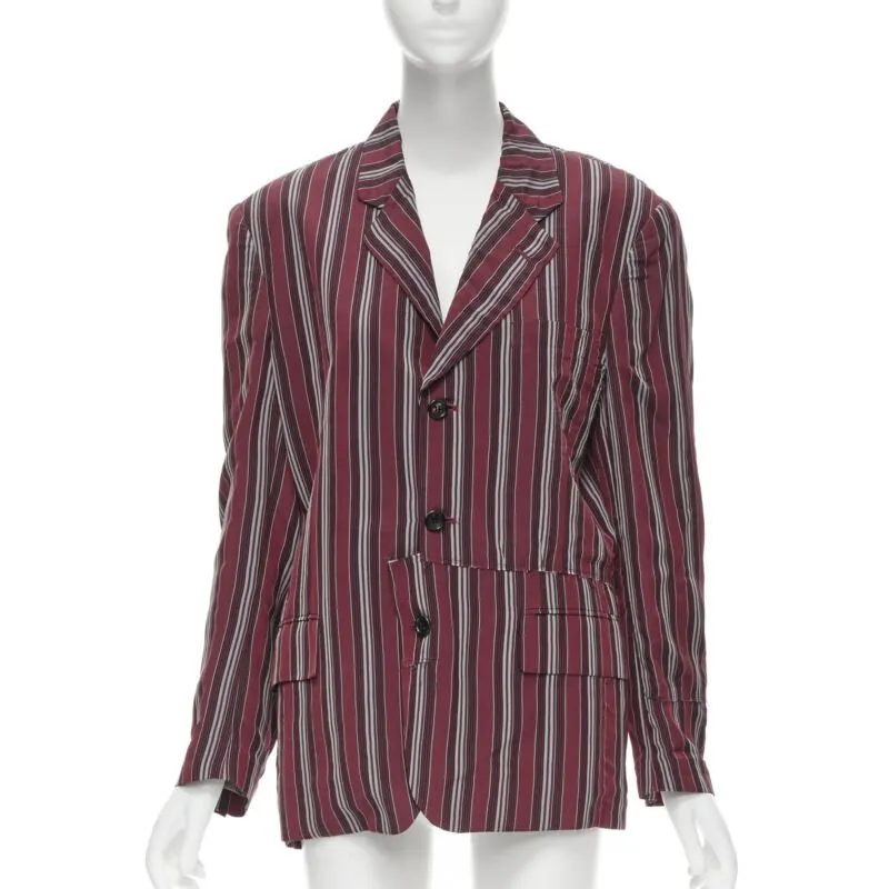 Comme Des Garcons Stripe Deconstructed Blazer Red Polyester Never worn - Front View