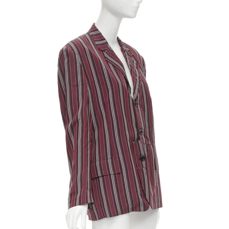 Comme Des Garcons Stripe Deconstructed Blazer Red Polyester Never worn - Inside View