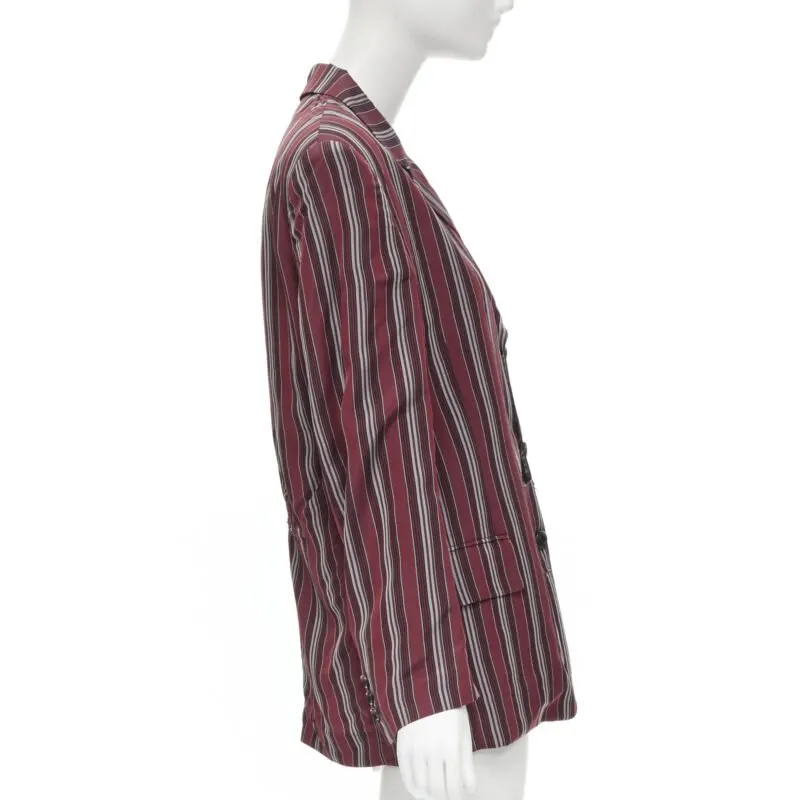 Comme Des Garcons Stripe Deconstructed Blazer Red Polyester Never worn - Model View