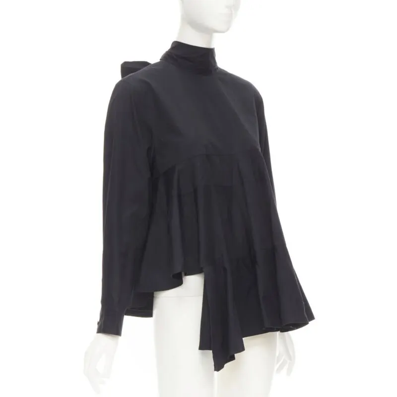Comme Des Garcons Tiered Tie Shirt Black Cotton Never worn - Front View