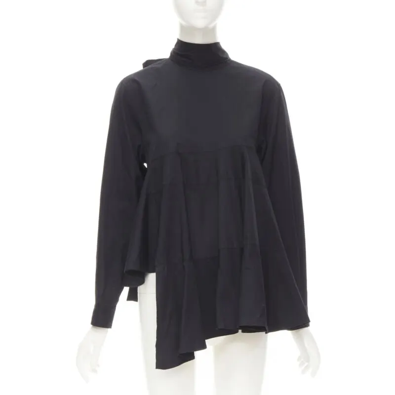 Comme Des Garcons Tiered Tie Shirt Black Cotton Never worn - Inside View