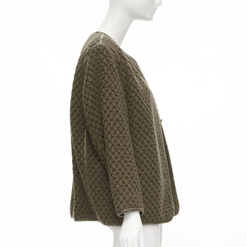 Issey Miyake Brown Cloque Leather Jacket Brown Wool Good - Model View