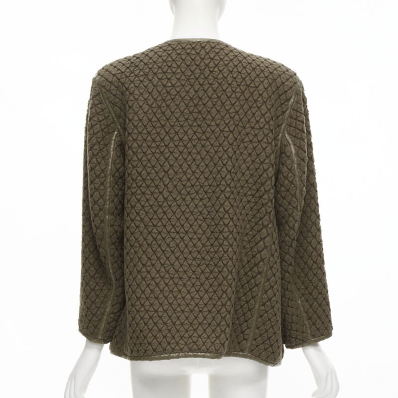 Issey Miyake Brown Cloque Leather Jacket - Side view