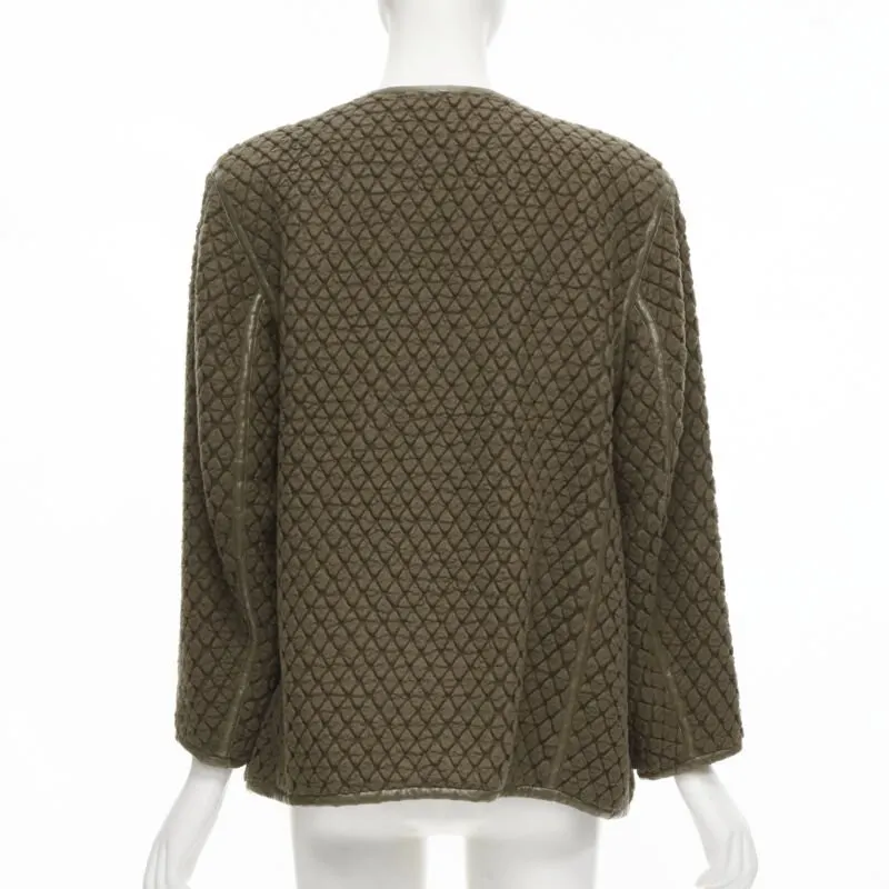 Issey Miyake Brown Cloque Leather Jacket Brown Wool Good - Box View