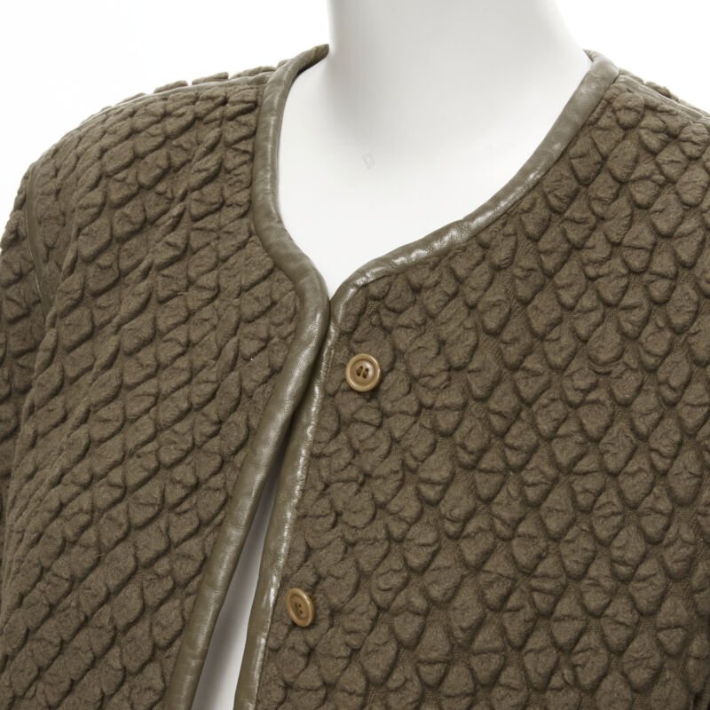 Issey Miyake Brown Cloque Leather Jacket - Detail 2