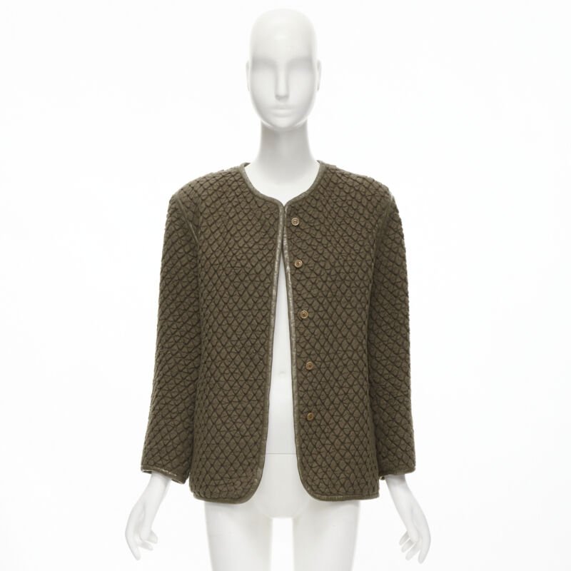 Issey Miyake Brown Cloque Leather Jacket - Image 12