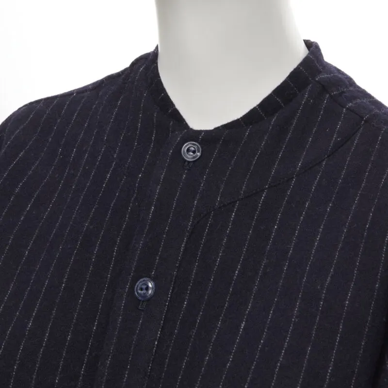 Comme Des Garcons Pinstripe Baseball Shirt Blue Wool Never worn - Back View