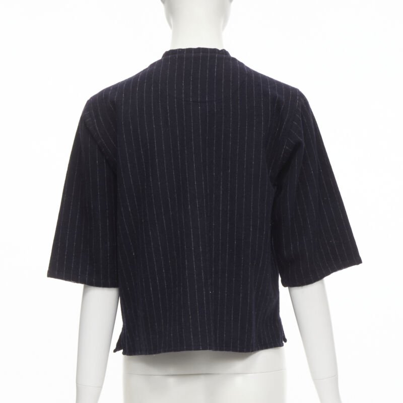 Comme Des Garcons Pinstripe Baseball Shirt - Side view