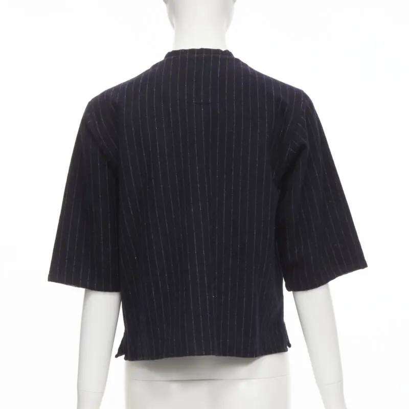 Comme Des Garcons Pinstripe Baseball Shirt Blue Wool Never worn - Box View