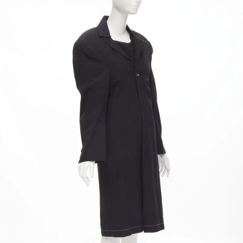 Junya Watanabe Layered Coat Dress Black Wool Never worn - Model View