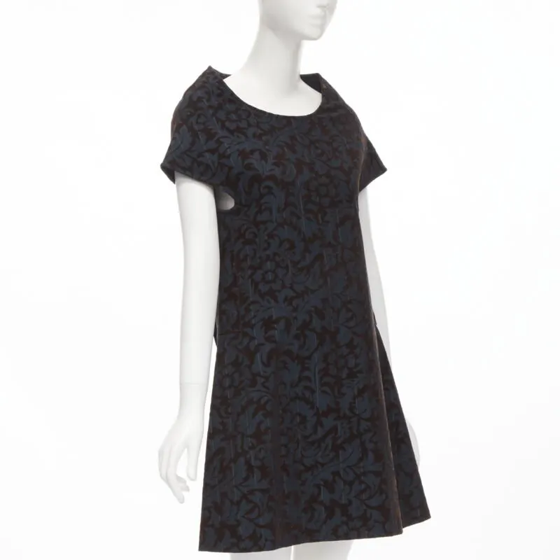 Comme Des Garcons Pinstripe Devore Dress Blue Wool Never worn - Inside View