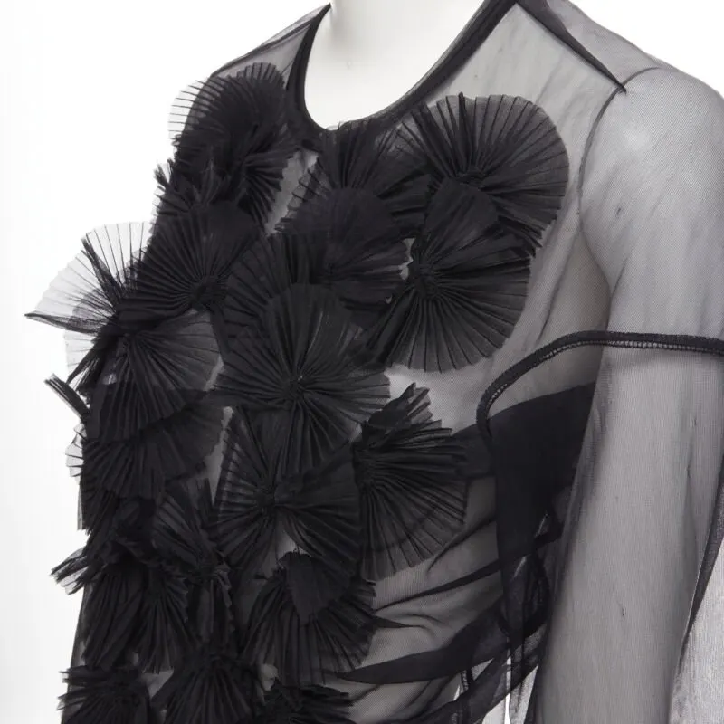 Comme Des Garcons Pleated Ruffle Top Black Good - Back View